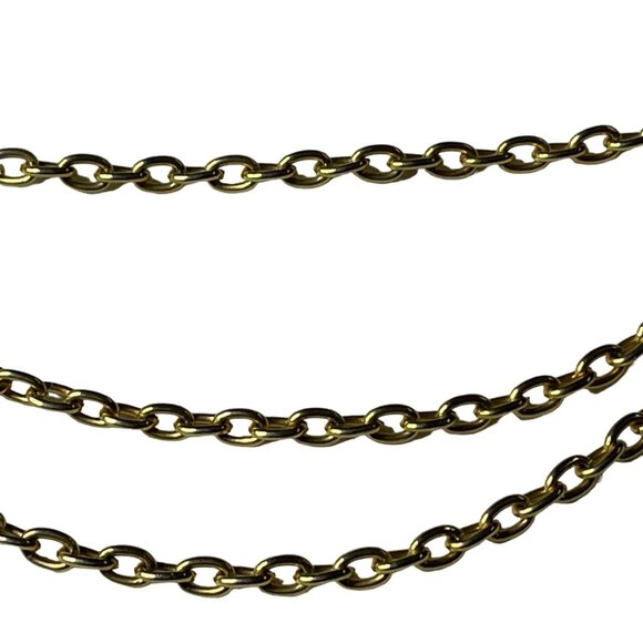Vintage Gold Tone Multi Strand Chain Necklace Beads Circular Accents 1980s u Sta - Picture 5 of 6